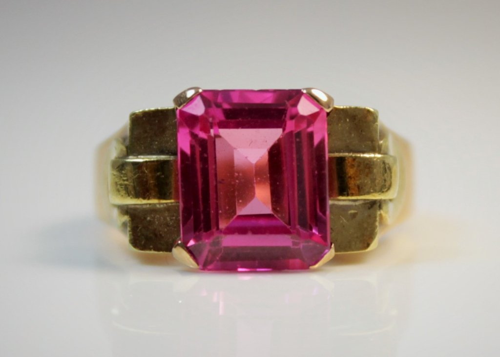 ESTATE 18KT YELLOW GOLD & PINK TOURMALINE RING (1 of 4)