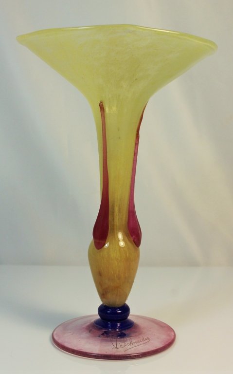 TALL SIGNED SCHNEIDER ART GLASS CUP (1 of 3)