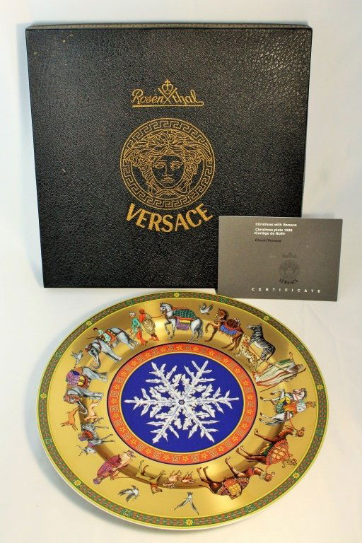 VERSACE FOR ROSENTHAL STUDIO LINE: Porcelain display Christmas plate "Cortege de Noel", 1998. With original box. Measures approx 12". Will ship for $40 U.S. plus insurance.