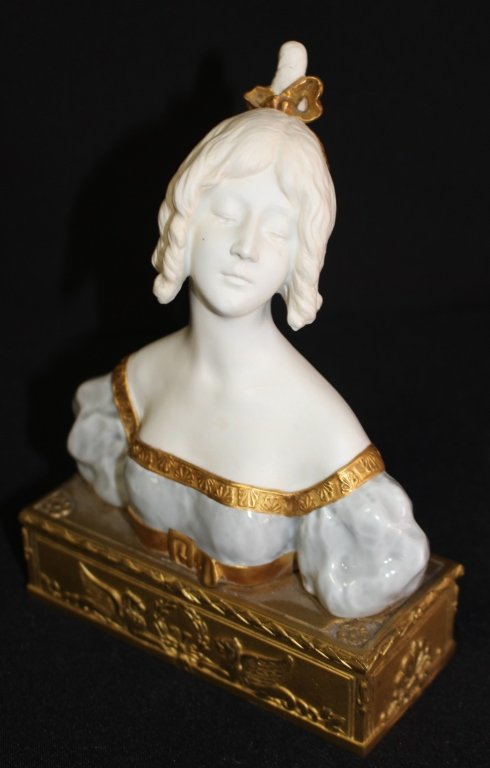 FRENCH PORCELAIN & ENAMELED BUST OF A WOMAN (1 of 4)