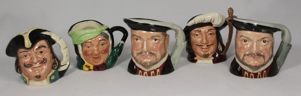 FIVE SMALL ROYAL DOULTON CHARACTER JUGS (1 of 4)