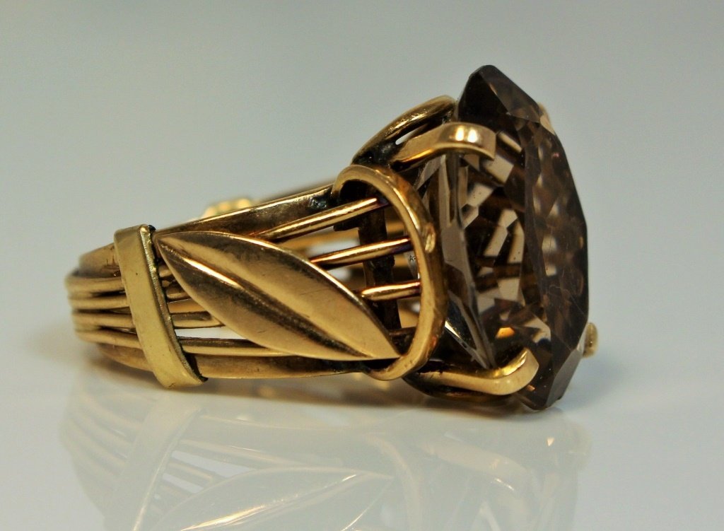 14KT YELLOW GOLD & LARGE TOPAZ RING (1 of 7)