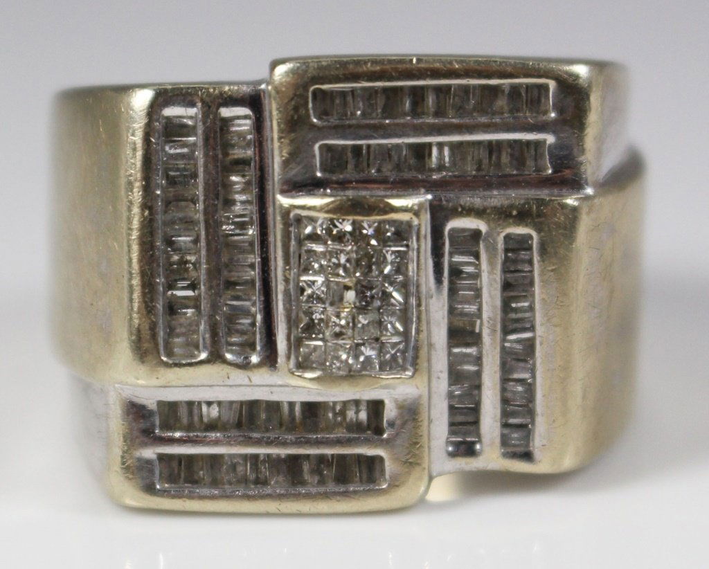 HEAVY 14KT GOLD & 1CT BAGUETTE DIAMOND MENS RING (1 of 5)
