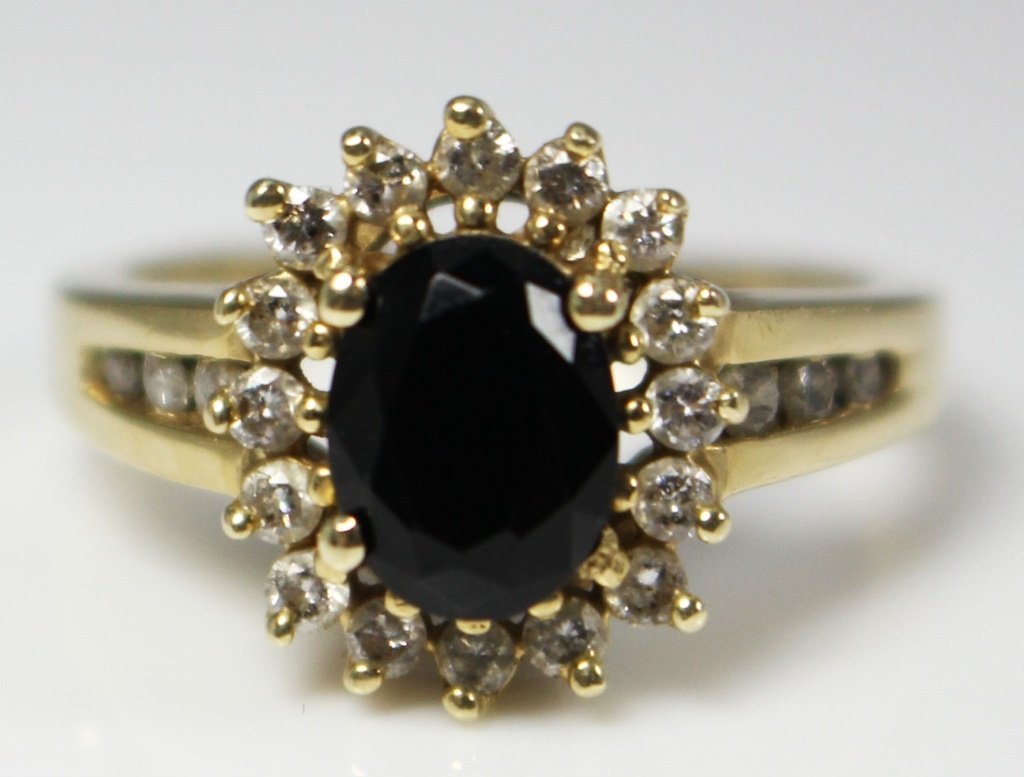 ANTIQUE 14KT YG SAPPHIRE & DIAMOND RING CIRCA 1930 (1 of 5)