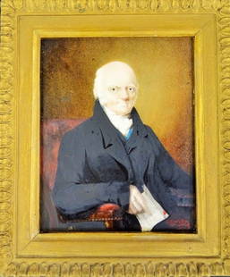 RARE ROBERT FIELD MINIATURE WATERCOLOR FRAMED: Robert Field , who is famous for his portrait of George Washington, signed lower right, comes from a Palm Beach estate, been in the family for 200 years. Dated 1801, he lived from 1769-1818. some of