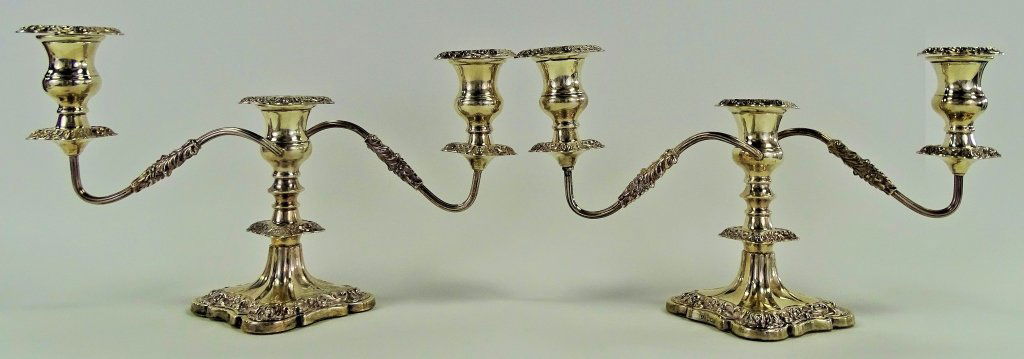 PAIR ENGLISH STERLING SILVER CANDLESTICKS BY EV (1 of 4)