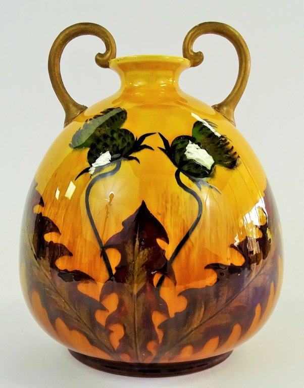 AUSTRIAN HAND PAINTED PORCELAIN FLORAL VASE (1 of 3)