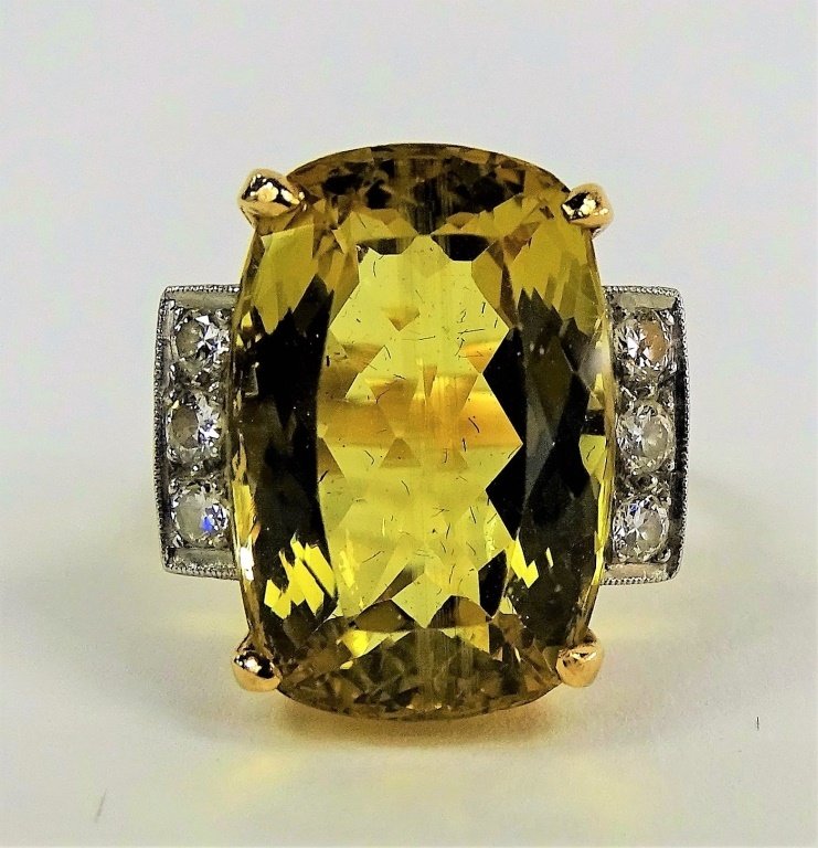 ESTATE 14KT GOLD CITRINE & DIAMOND LADIES RING (1 of 4)
