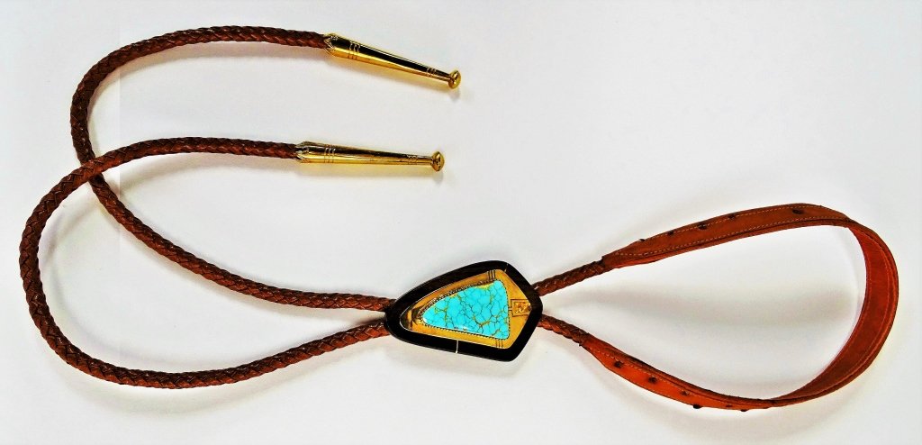 NAVAJO R. TAYLOR 14KT STERLING SILVER BOLO TIE (1 of 3)