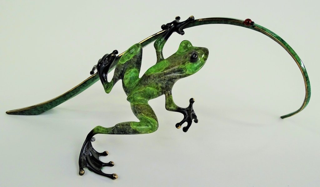 FROGMAN BRONZE CREATED BY TIM COTTERILL LARGE: Measures 16" long. This is a retired Cotterill enameled bronze. Signed Tim and numberred 1722/2000. Retailed over $1200. In excellent condition. Shipping $45 plus insurance.