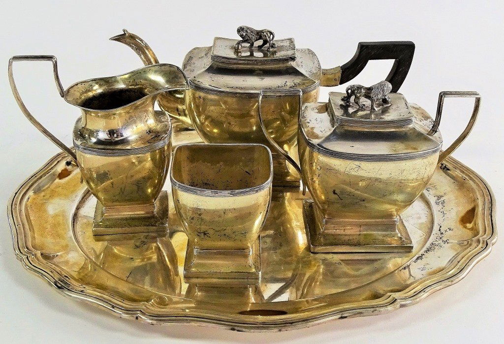 835 5 PIECE DANISH SILVER TEA SET (1 of 4)