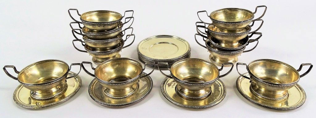 24 PCS WEBSTER STERLING BOUILLON CUP/PLATE HOLDERS (1 of 3)