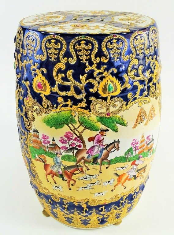 ORIENTALIST HAND PAINTED GARDEN SEAT (1 of 4)