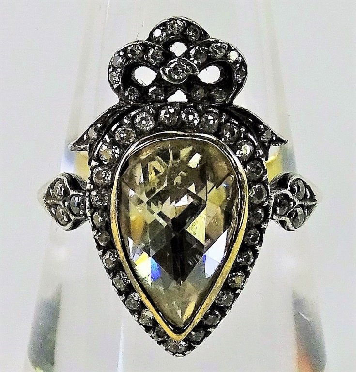 GEORGIAN 14KT WHITE GOLD 3CT ROSE CUT LADIES RING (1 of 4)