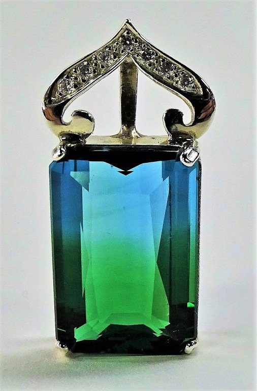 STERLING SILVER GREEN TOURMALINE & CZ PENDANT (1 of 5)