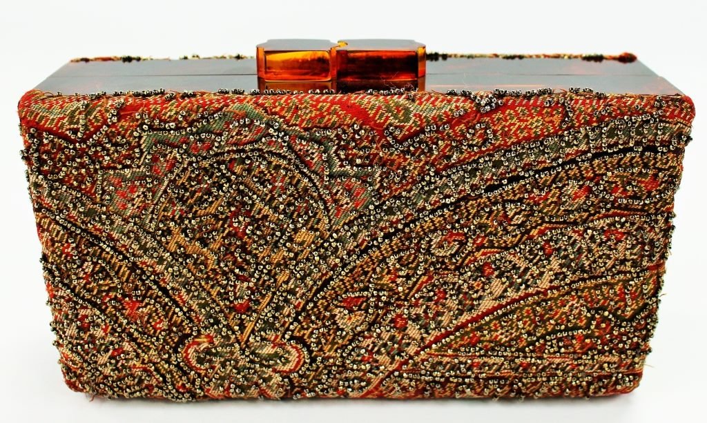 LUJEAN LUCITE BAKELITE PURSE BEADED HANDBAG (1 of 4)