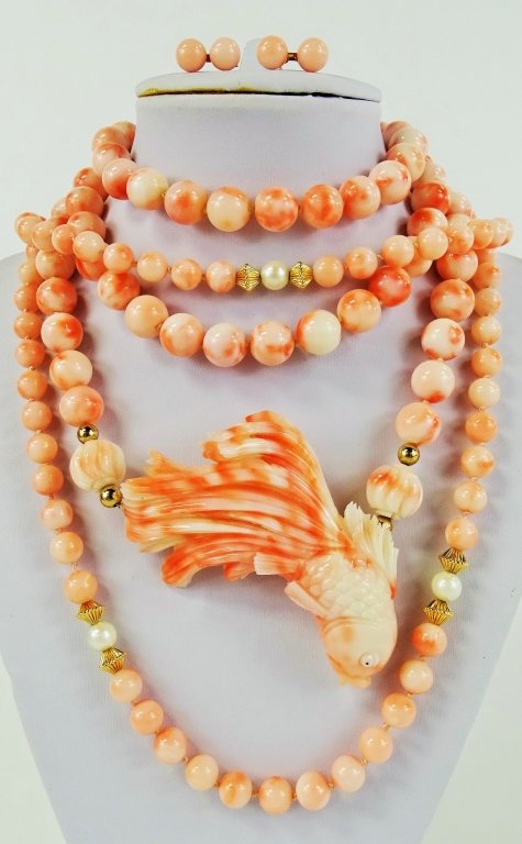 CHINESE ANGEL SKIN CORAL & 14KTYG VINTAGE SUITE (1 of 4)