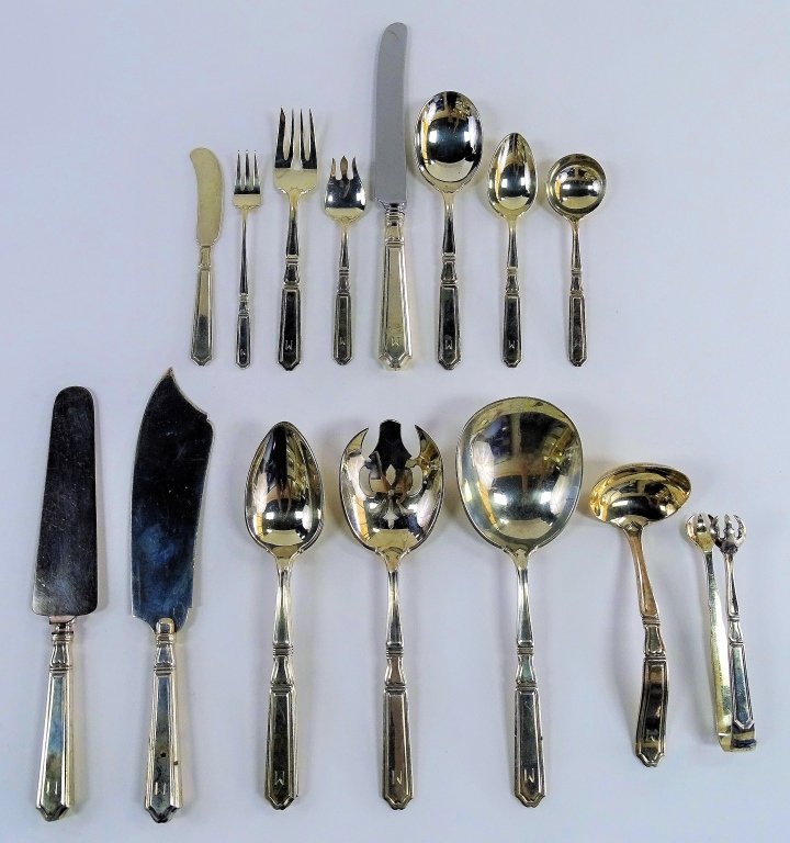 140 PIECES GORHAM STERLING SILVER FLATWARE SET (1 of 3)