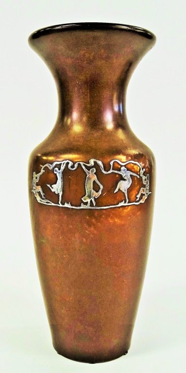 HEINTZ ART METAL SHOP STERLING ON BRONZE VASE (1 of 5)