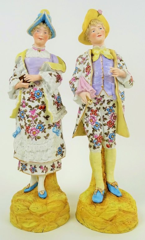 PAIR OF ANTIQUE FRENCH BISQUE LARGE FIGURINES (1 of 3)