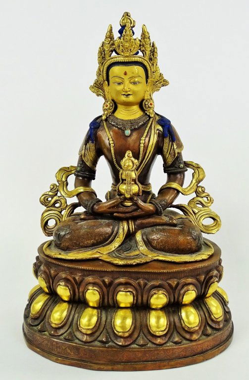 VINTAGE POLYCHROME BEJEWELED BRONZE GUAN YIN (1 of 4)