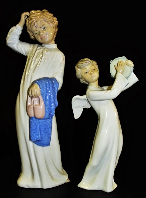 2 LLADRO NAO FIGURINES ANGEL TAMBOURINE/ SLEEPTIME (1 of 4)