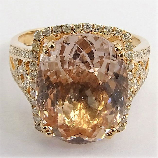 AIG CERT 7.60CT OVAL CUT MORGANITE 14KT ROSE RING (1 of 8)
