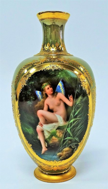 ROYAL VIENNA PORCELAIN 'ABUNDANTIA' VASE SiGNED WAGNER (1 of 4)
