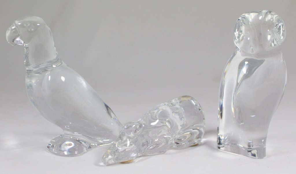 LOT OF THREE SIGNED BACCARAT CRYSTAL ANIMALS (1 of 6)