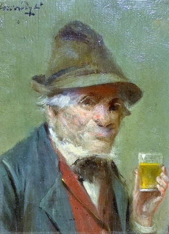 LAJOS KOLOZSVARY OIL BOARD PAINTING 19TH C (1 of 3)