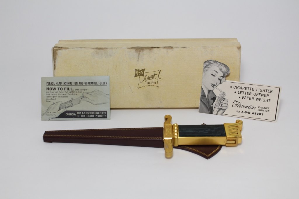 1950 ASR ASCOT FLORENTINE DAGGER KNIFE LIGHTER (1 of 3)