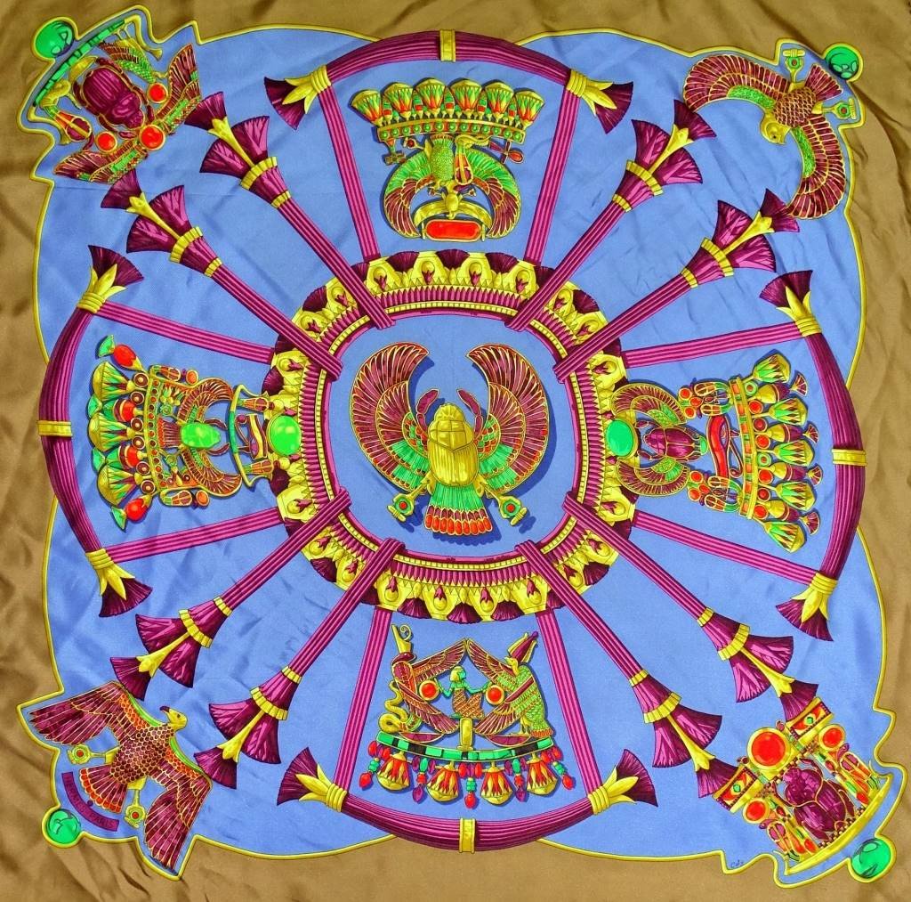 WOMANS HERMES EGYPT WHITE SILK NECK SCARF (1 of 2)