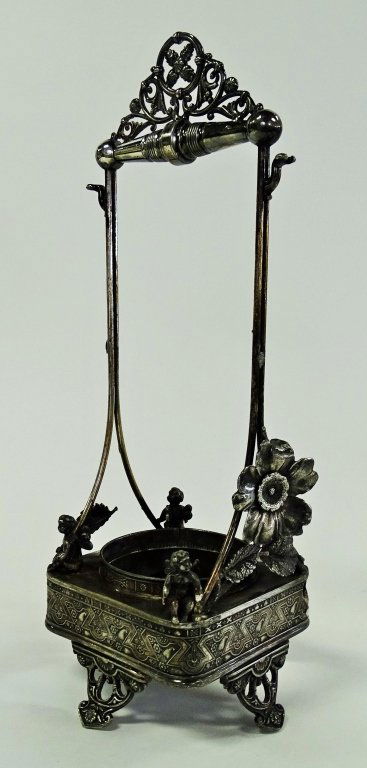 VICTORIAN SILVERPLATE CHERUB STAND (1 of 3)