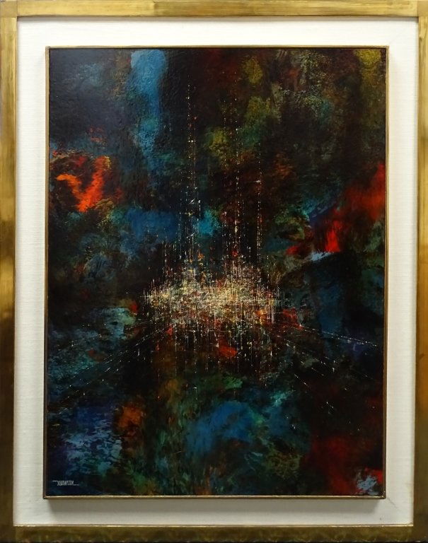 LEONARDO NIERMAN 'FLOATING CITY' OIL ON MASONITE (1 of 3)