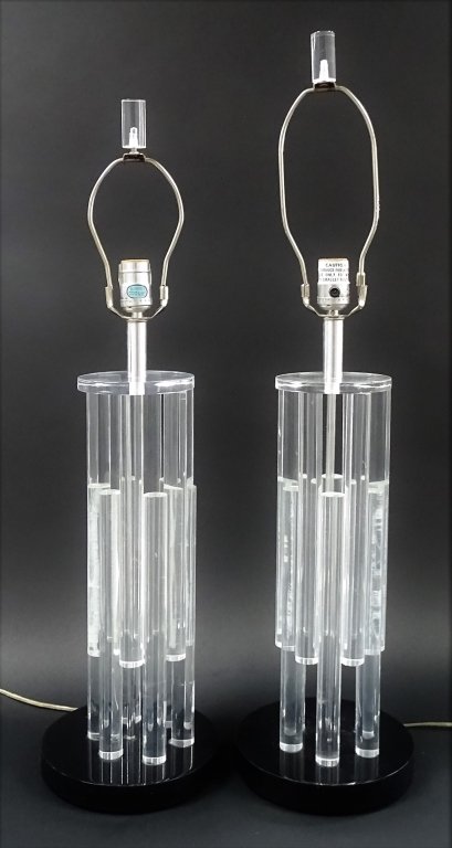 PAIR OF MODERN STACKED LUCITE TABLE LAMPS (1 of 1)