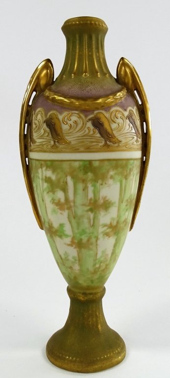 HAND PAINTED TURN TEPLITZ AMPHORA POTTERY VASE (1 of 2)