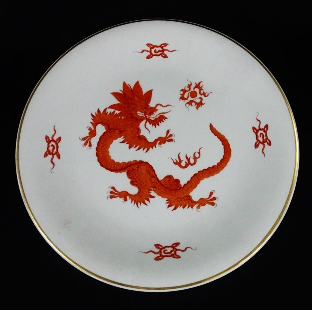 MEISSEN GERMAN PORCELAIN MING DRAGON WALL PLATE (1 of 2)