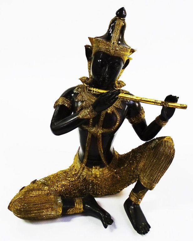 20TH C. THAI GILT & PATINATED BRONZE FIGURE (1 of 2)