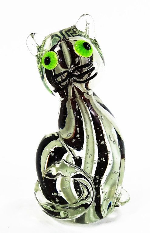 MURANO ITALY BLOWN ART GLASS FIGURE OF CAT (1 of 2)
