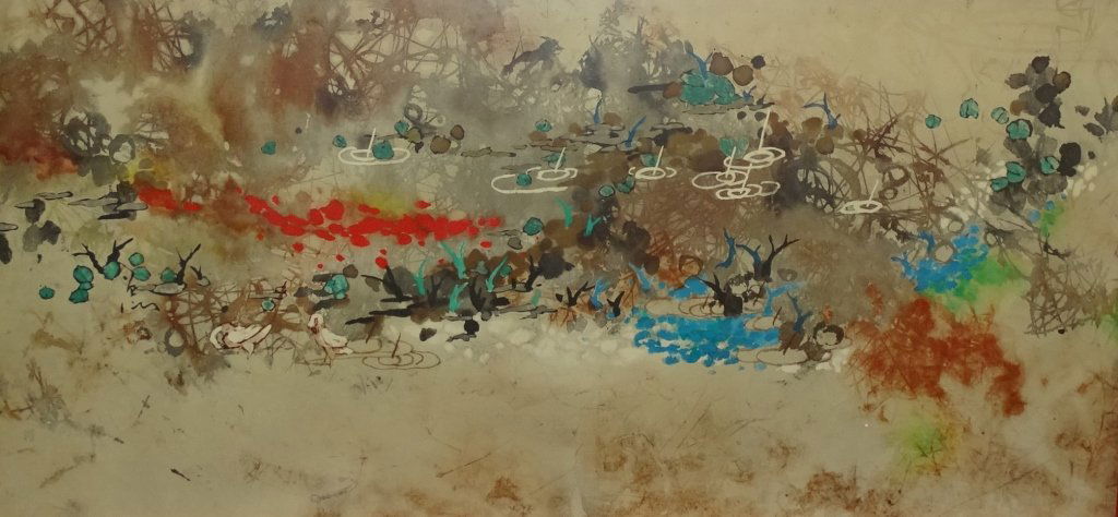 TSENG-YING PANG 'SIDE OF THE POND' WATERCOLOR (1 of 2)