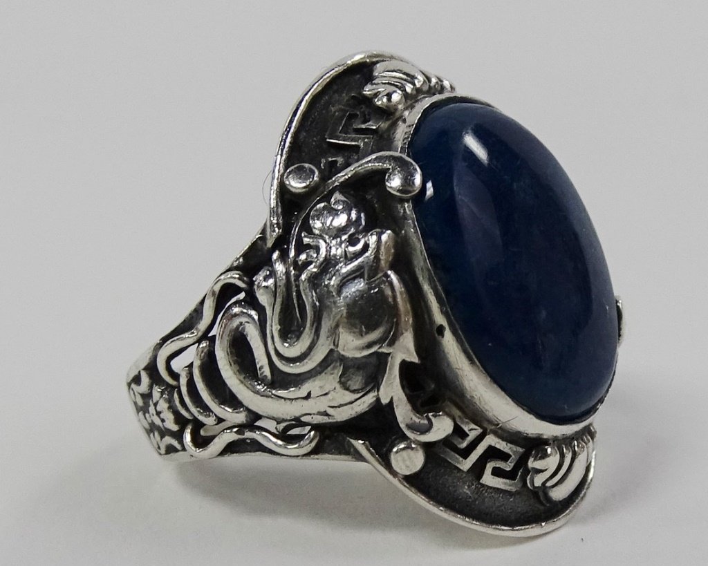 GERMAN STERLING SILVER CHINOISERIE DRAGON RING (1 of 3)
