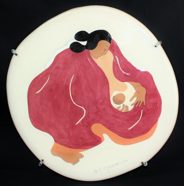 R.C. GORMAN SIGNED POTTERY PLAQUE (1 of 7)