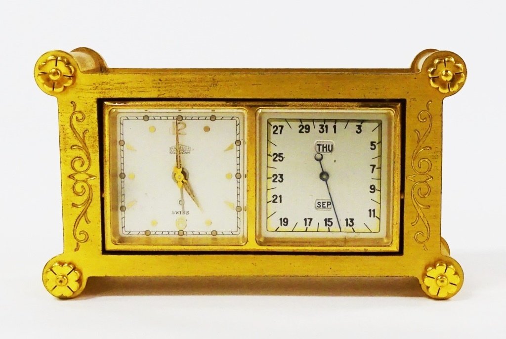 VINTAGE ANGELUS 1956 DESK CLOCK AND CALENDER (1 of 5)