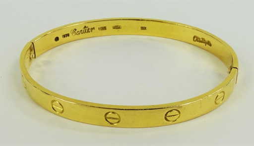 18kt Cartier Love Bracelet Aldo Cipullo Large Size 18kt Cartier Love Bracelet Aldo Cipullo Large Size See Sold Price
