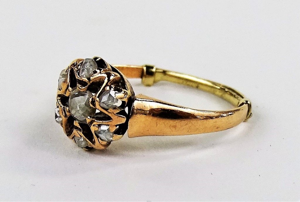 LADIES GEORGIAN 14KT YELLOW GOLD DIAMOND RING (1 of 3)