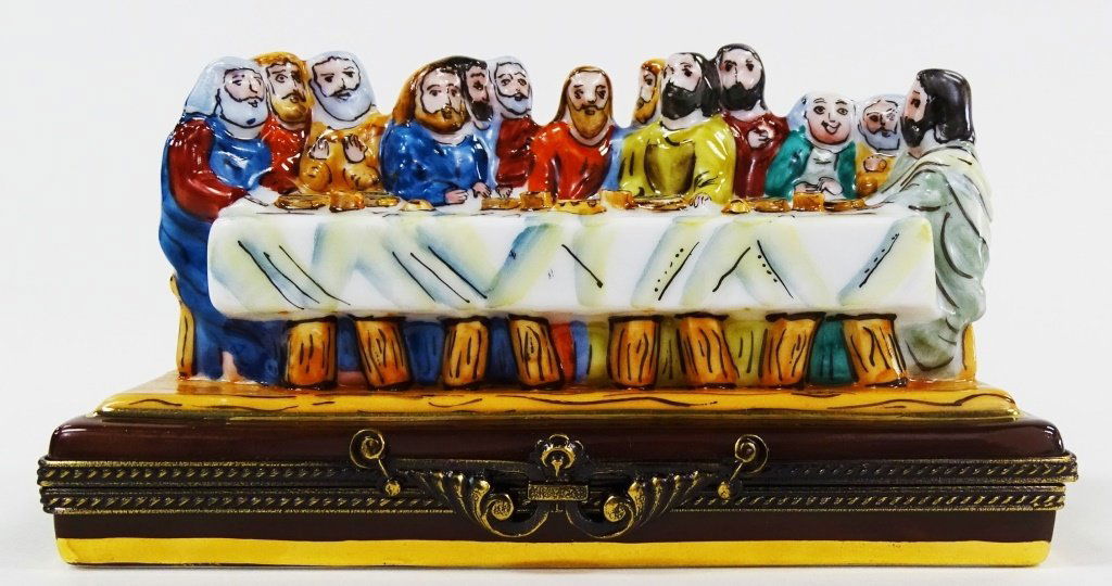 LARGE LIMOGES PILL BOX OF THE LAST SUPPER (1 of 5)