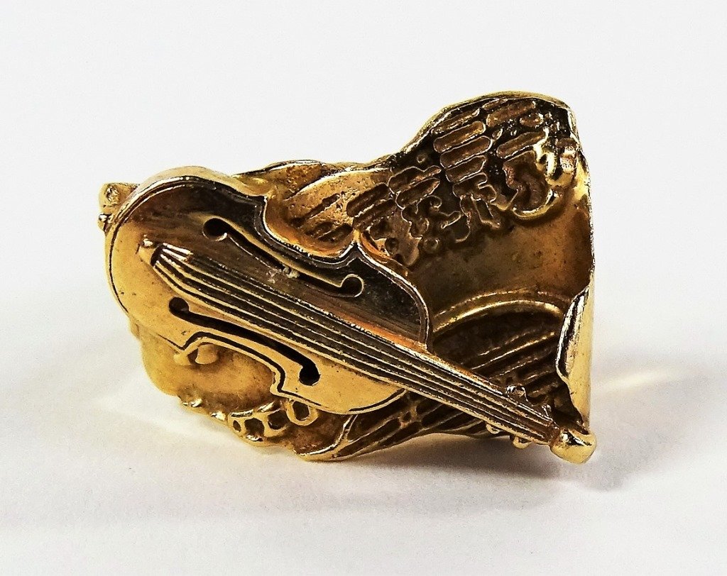 LADIES 14KT YELLOW GOLD VIOLIN RING (1 of 4)