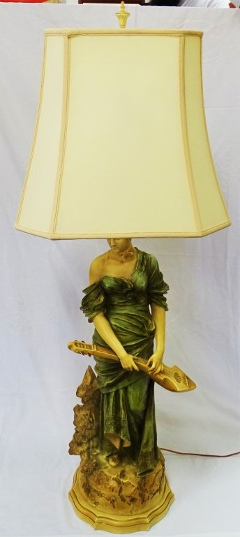 TALL CONTINENTAL PORCELAIN LAMP OF A LADY (1 of 4)