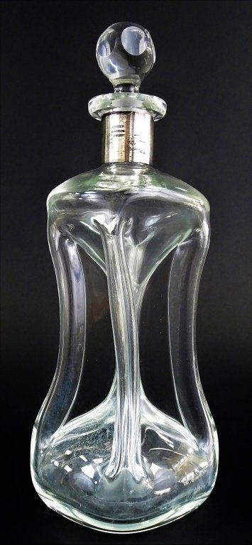 CUT CRYSTAL GLUG GLUG DECANTER WITH STERLING NECK (1 of 3)