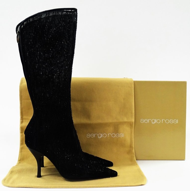 SERGIO ROSSI WOMAN'S MID NYLON BLACK BOOT (1 of 7)